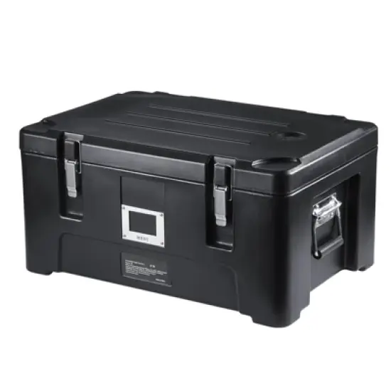 VEVOR Insulated Food Pan Carrier, 36Qt Capacity, Stackable Catering Hot Box with 3 Stainless Steel Pans, Top Load LLDPE Food Warmer, Black image {8}