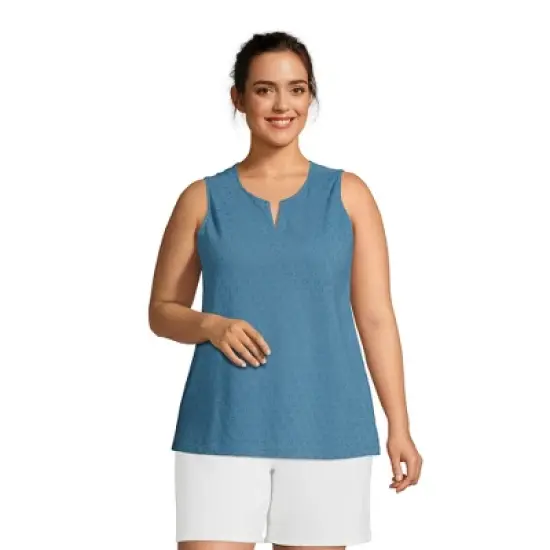 Lands' End Women's Knit Eyelet Tank image {3}