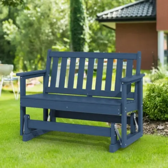 HYLEORY Outdoor Glider Rocking Chair,2 Person Bench Swings for Outside,HDPE All-Weather Resistant 2-Person Loveseat, Patio Glider for Garden Porch image {10}