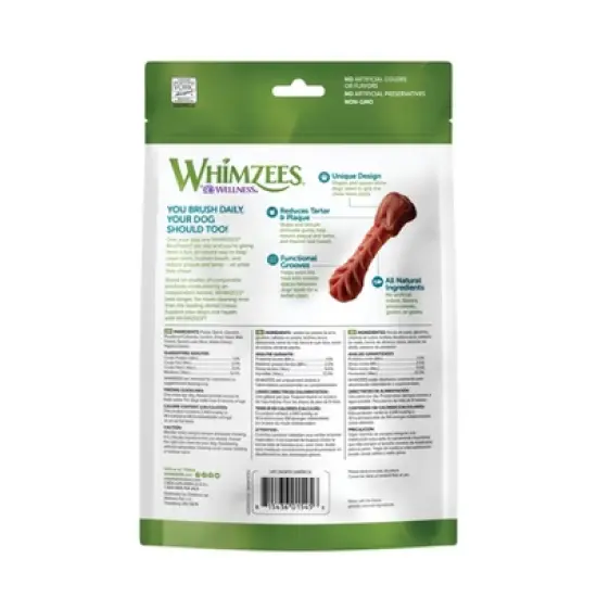 WHIMZEES by Wellness Small Value Bag Dental Chew Dog Treat with Vegetable Flavor - 12.7oz image {1}