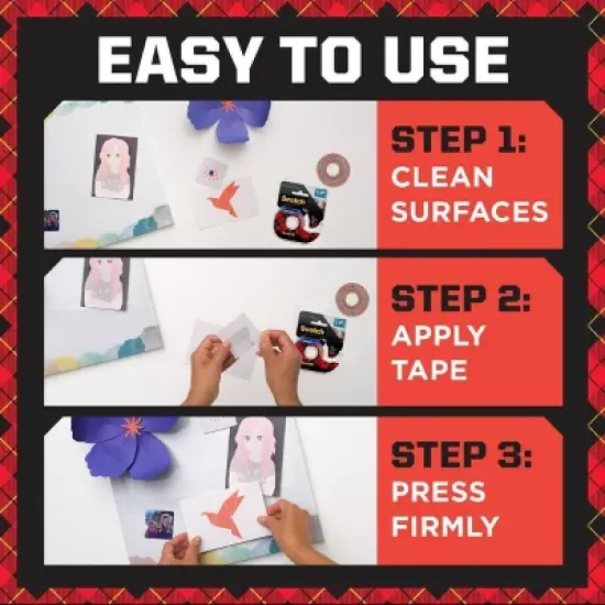 Scotch Removable Poster Tape: Clear Double Sided Wall Tape for Posters, 0.75" x 150" image {6}