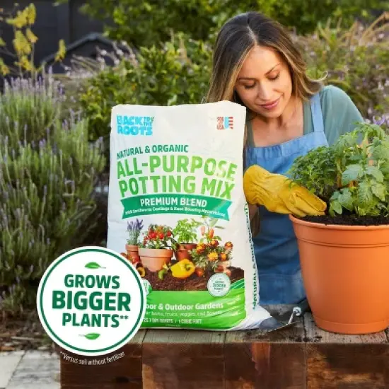 Back to the Roots 25.7qt Organic Potting Mix Premium Blend All Purpose: Soil for Flowers & House Plants, Peat-Free image {6}