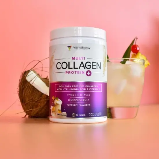 Multi Collagen Protein Plus, Pina Colada, Vitauthority, 285gm image {3}