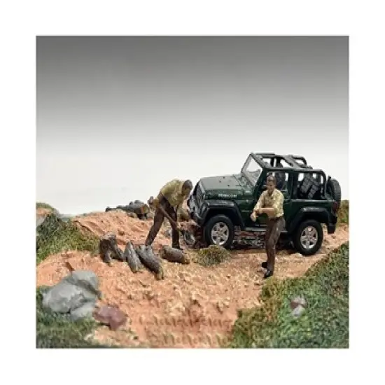 "4X4 Mechanics" 2 Piece Diecast Figure Set 2 for 1/43 Scale Models by American Diorama image {1}