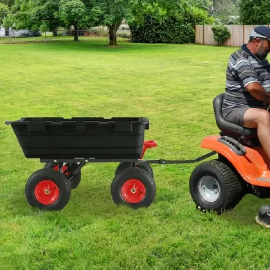 Garden Dump Cart,800lbs Heavy Duty Poly Yard Dump Garden Cart,with 10-Inch Tires,180&iexcl;&atilde;Rotating Handle,Steel Frame and Quick Release System for Garden image {5}