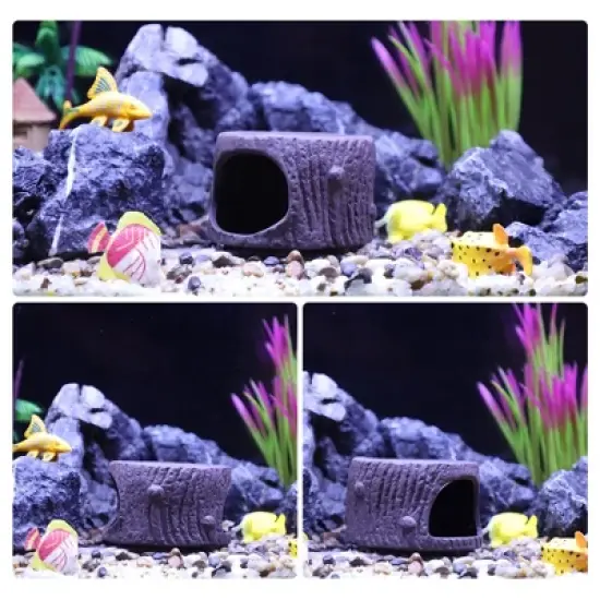 Unique Bargains Ceramic Aquarium Hideaway Rock Cave Fish Tank Decoration Brown 3.9"x3.15"x2.36" image {3}