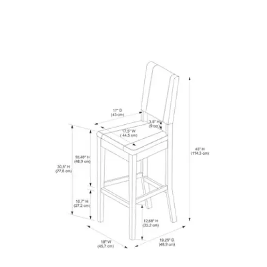 Milano Padded Barstool Upholstered Seat & Back - Linon image {8}