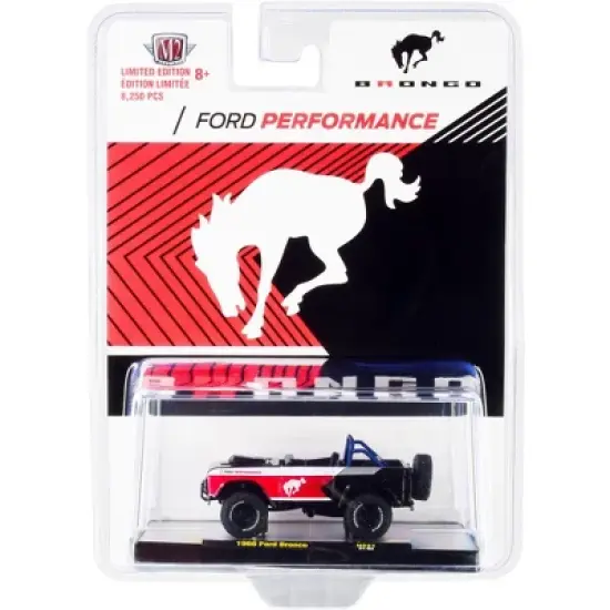 1966 Ford Bronco Red and Black with White Stripes "Ford Performance" Ltd. Ed. to 8250 pcs 1/64 Diecast Model Car by M2 Machines image {2}