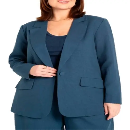 ELOQUII Women&rsquo;s Plus Size Relaxed One Button Blazer image {1}