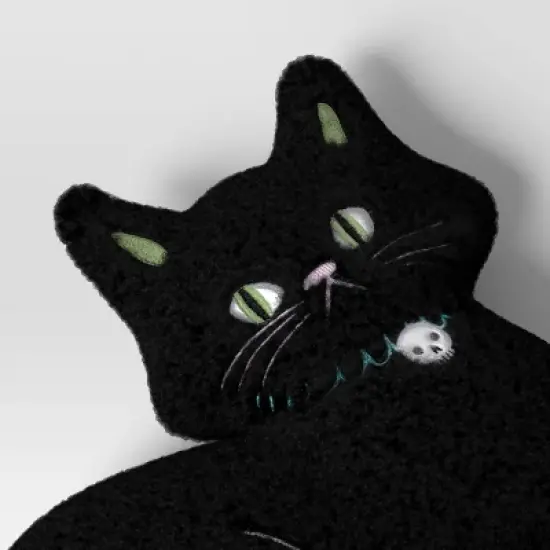 13"x13.5" Cat Novelty Shaped Throw Pillow Black - Hyde and EEK! Boutique&trade; image {3}