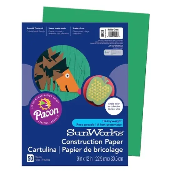 Prang&reg; Construction Paper, Holiday Green, 9" x 12", 50 Sheets Per Pack, 10 Packs image {1}