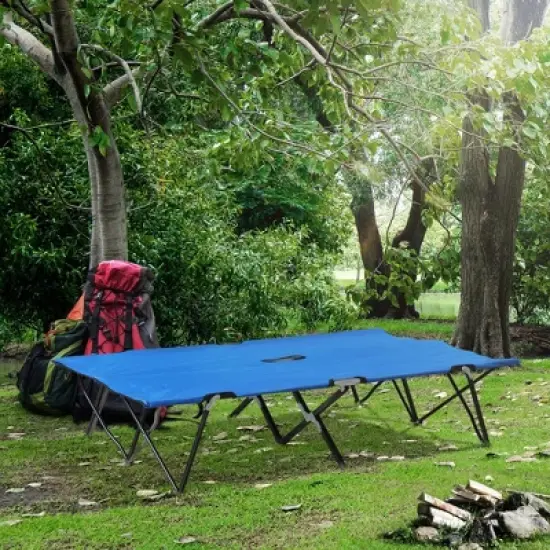 Outsunny 2 Person Folding Camping Cot, Portable Sleeping Cot with Carry Bag image {2}