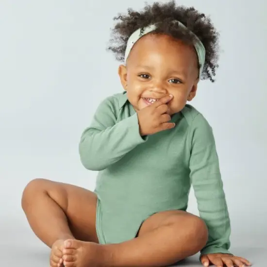 Honest Baby Girls' 8pk Rainbow Organic Cotton Long Sleeve Bodysuit - Pink/Orange image {1}