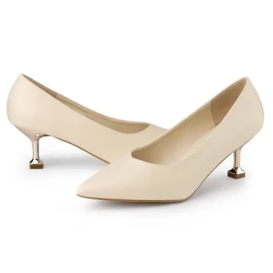 Allegra K Women's Pointed Toe Low Kitten Heel Dress Pumps image {7}