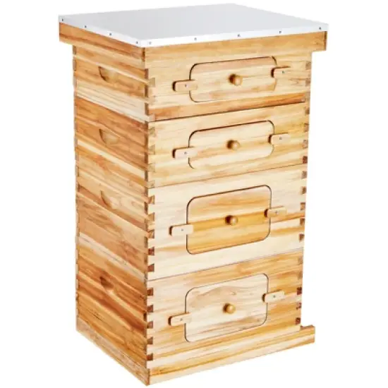 VEVOR Bee Hive 40 Frame Bee Hives Starter Kit, Beeswax Coated fir wood, 2 Deep + 2 Medium Bee Boxes Langstroth Beehive Kit image {7}