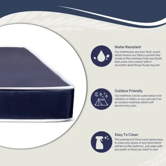 Continental Sleep, 5" Medium Firm Water Resistance Nylon Vinyl Dual Sided Mattress, Noiseless, Soft Cloud Feeling,  image {3}