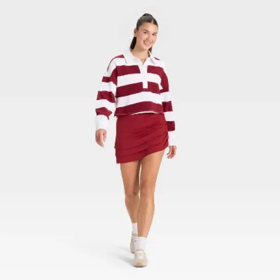 Women's Game Day Striped Cropped Long Sleeve Polo T-Shirt - JoyLab&trade; image {2}
