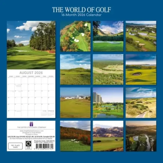 2026 Square Wall Calendar, The World of Golf, 16-Month Lifestyles Theme with 180 Reminder Stickers (12x12 In) image {3}