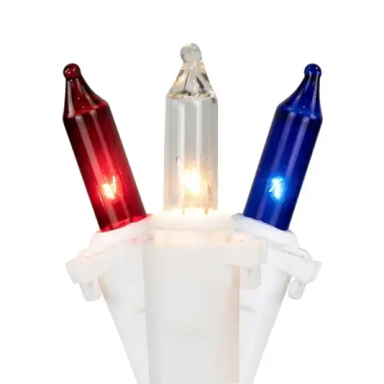 Northlight Mini Christmas Light Set - Red White and Blue - 10' White Wire - 50ct image {1}