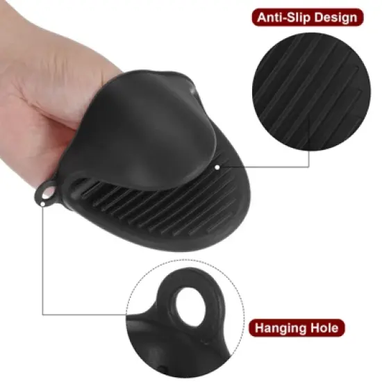 Unique Bargains Heat Resistant Kitchen Utensil Sets Silicone Oven Mitts 4 Pcs image {3}