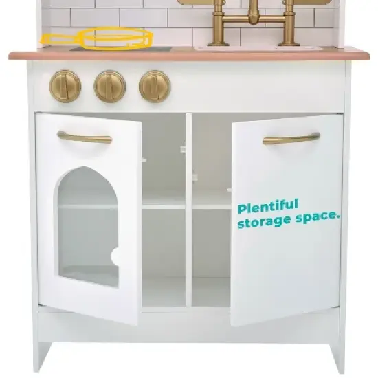 Teamson Kids Little Chef Boston Classic Kids Kitchen Playset, White/Natural image {6}