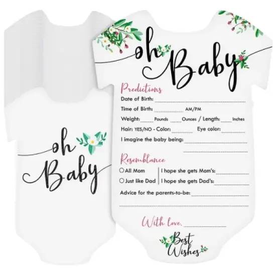 Sparkle and Bash 50 Pack Girl Baby Shower Prediction and Advice Cards for Parents to Be, Party Game with Floral Design, 5 x 7 In image {9}