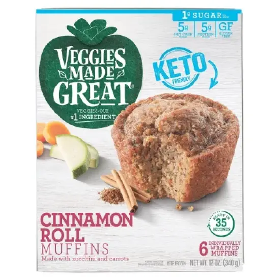 Veggies Made Great Gluten Free Frozen Keto Cinnamon Roll Muffin - 12oz image {4}
