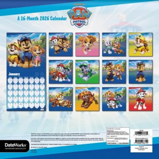 Trends International 2026 Paw Patrol 12"x12" Wall Calendar image {3}