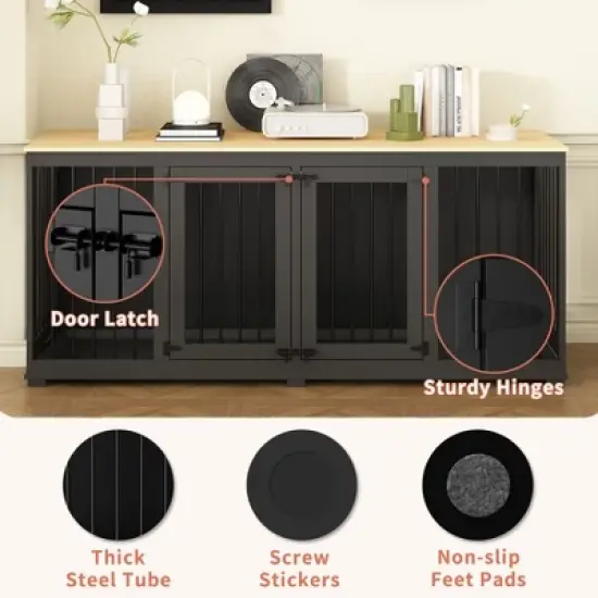 Famapy Indoor Furniture Kennel with Removable Partition Bottom Tray for 2 Dogs image {12}