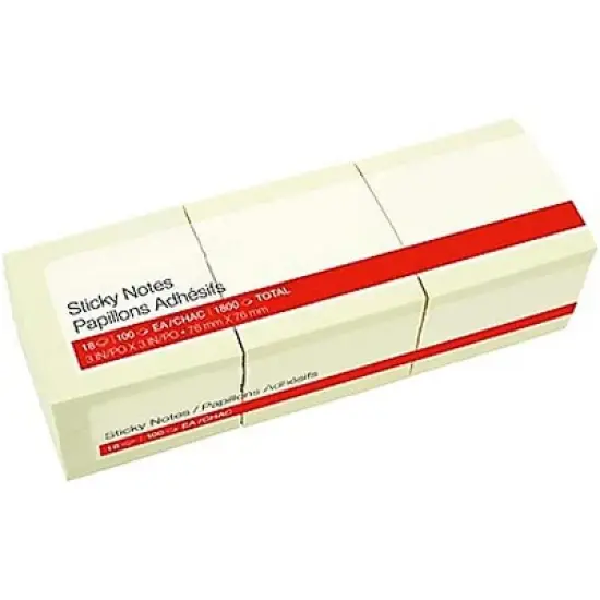 MyOfficeInnovations Stickies Recycled Notes Blank 3" x 3" Yellow 18 Pads/PK (S-33YR18) 860852 image {5}