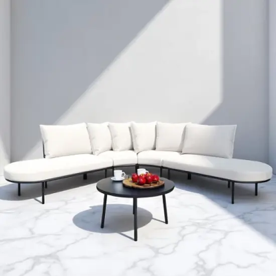 Mshliw Outdoor Patio Furniture Set - 6-Piece Modular Sectional Sofa with Coffee Table, Cushion&ndash;  Patio Seating for Garden, Backyard, Deck, Porch image {1}