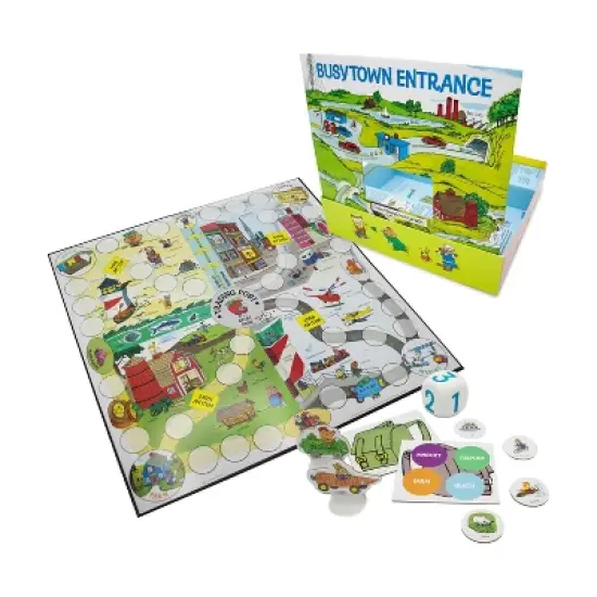 Briarpatch Richard Scarry's Busy Day Game: Educational Board Game for 2-4 Players, Includes Cards and Die image {2}