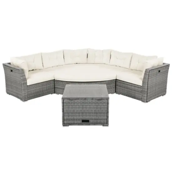 Modular Rattan Patio Sectional Set with Daybed & Storage Table - Weather-Resistant Outdoor Sofa for Pool, Garden & Backyard image {7}