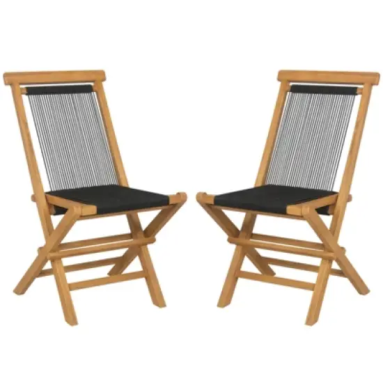 Tangkula 2PCS Folding Chairs w/ Quick-Folding Portable Design Woven Rope Seat Porch Patio image {3}