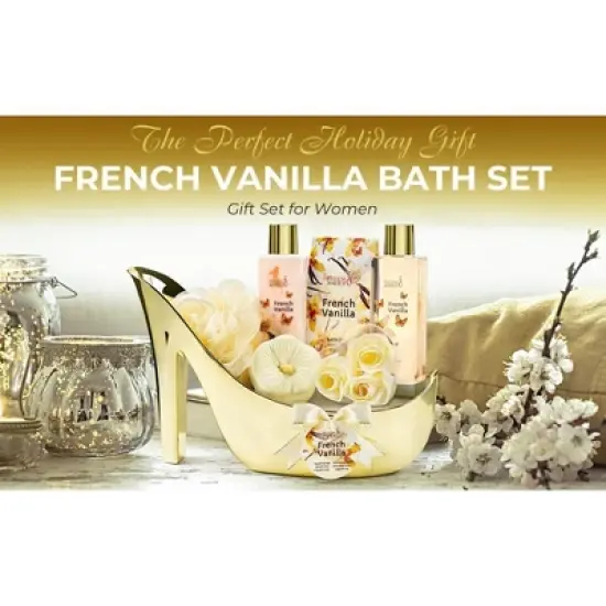 French Vanilla Shoe Spa Gift Set Bath Essentials Gift Basket image {4}