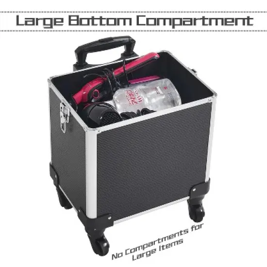 Yaheetech 5-in-1 Professional Makeup Train Case on Wheels, Black image {4}