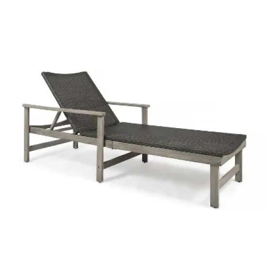 Christopher Knight Home Savannah Outdoor Acacia Wood and Wicker Adjustable Chaise Lounges (Set of 2) image {5}