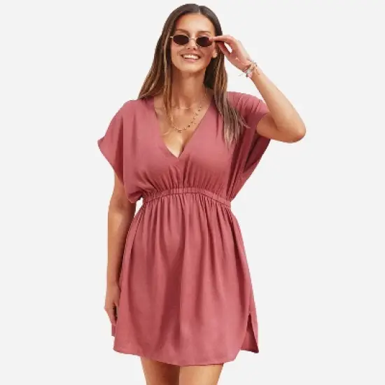 Women's Elastic Beachwear Short Sleeve Cover Up -Cupshe image {9}