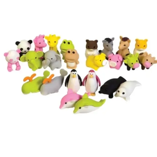 Build, Erase & Explore! Jungle, Sea & Farm Life 3D Mini Eraser Assortment (24 Pack) image {3}