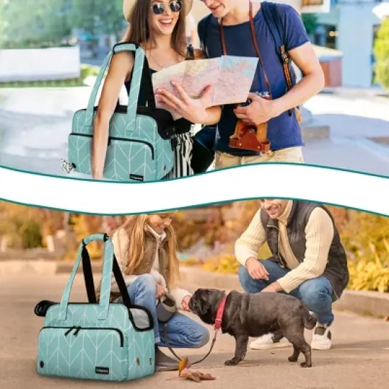 PetAmi Small Dog Purse Carrier, Soft Portable Pet Puppy Cat Travel Handbag Tote, Airline Approved Breathable Pockets Fleece Bed image {6}