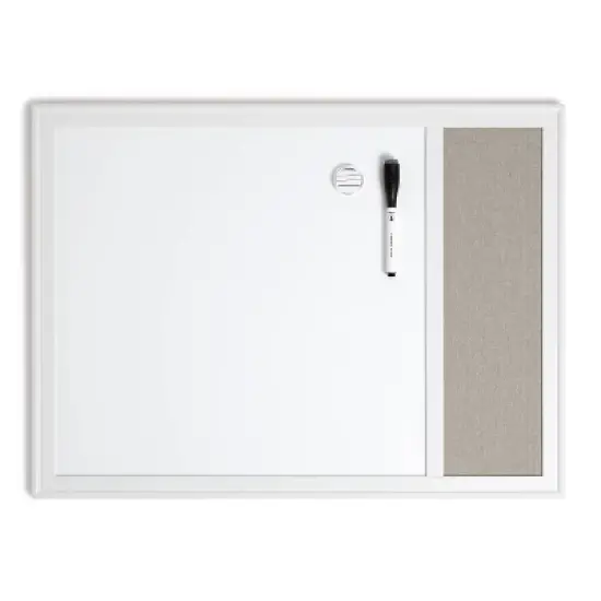 U Brands 17''x 23'' Minimal Deco Frame Combination Board Gray Linen/White image {2}