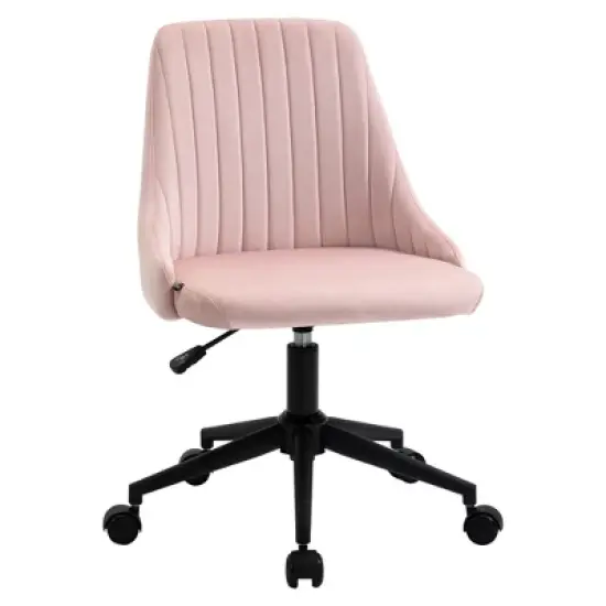 Vinsetto Mid-Back Office Chair, Velvet Fabric Swivel Scallop Shape Computer Desk Chair for Home Office or Bedroom image {8}