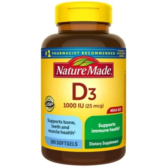 Nature Made Vitamin D3 1000 IU (25 mcg), Bone Health and Immune Support Softgel image {11}