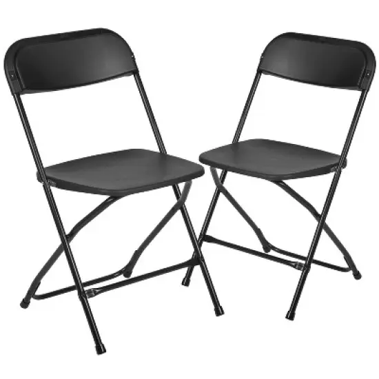 Emma and Oliver Set of 2 Stackable Folding Plastic Chairs - 650 LB Weight Capacity image {15}