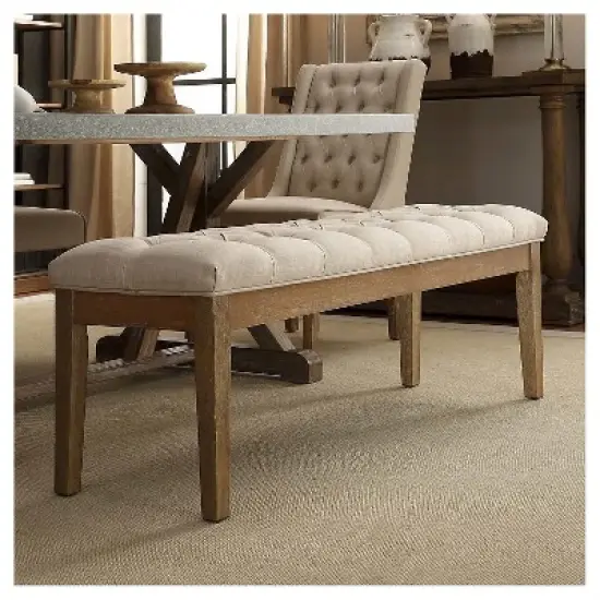 Beechhurst Button Tufted Bench Wood - Inspire Q image {3}