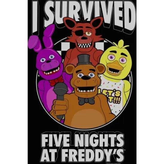 Five Nights at Freddy's I Survived Boy's Black T-shirt image {1}