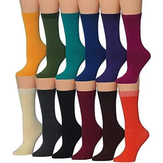 Tipi Toe Women's 12 Pack Winter Solid Colors Patterned Lightweight Crew Socks image {1}
