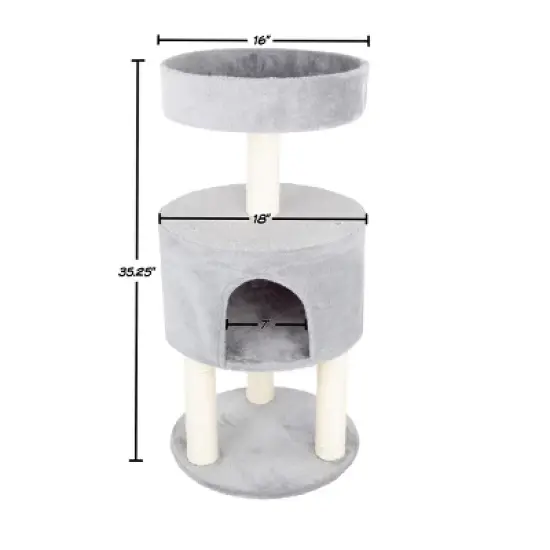 Pet Adobe 4-Tier Kitty Condo and Scratching Post &ndash; Gray image {1}