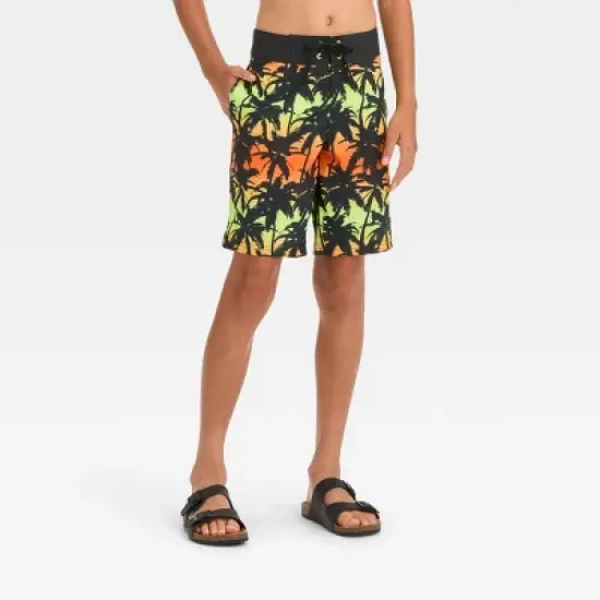 Boys' Ombre Palm Leaf Printed Swim Shorts - art class&trade; Gold image {3}