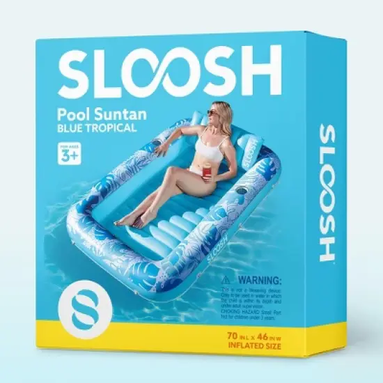 Sloosh Pool Tanning Pool Floats Inflatable Adult Float Pool Outdoor Tanning Pool Tanning Bed Extra Large with 2 Drink Holders Pool Lounger image {6}